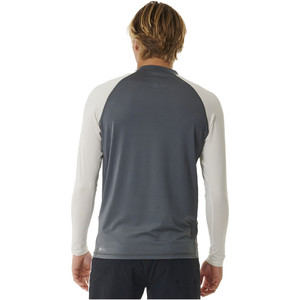 2024 Rip Curl Hombres Shock UV Chaleco De Lycra De Manga Larga 146MRV - Dark Grey